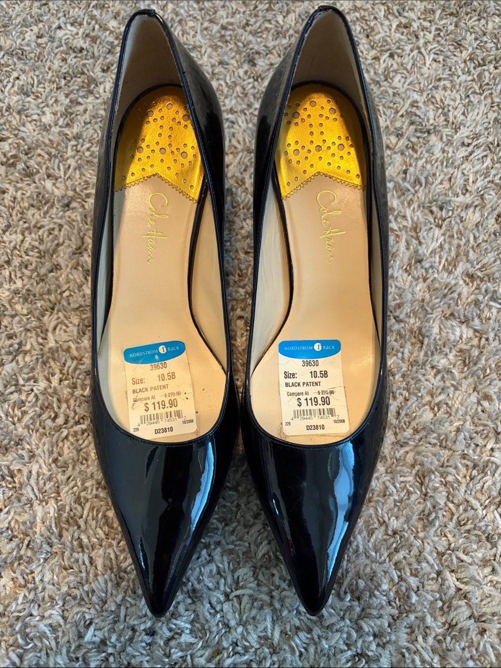 Cole Haan Black Patent Pointed-Toe Pumps - Picture 3 of 6